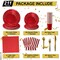 211pcs Shiny Red Plates and Napkins Party Supplies for 30 Guests - Shiny Red Party Plates, Cups, Cutleries, and Napkins Set with Tablecloth for Birthday, Anniversary, Holidays, and Valentines